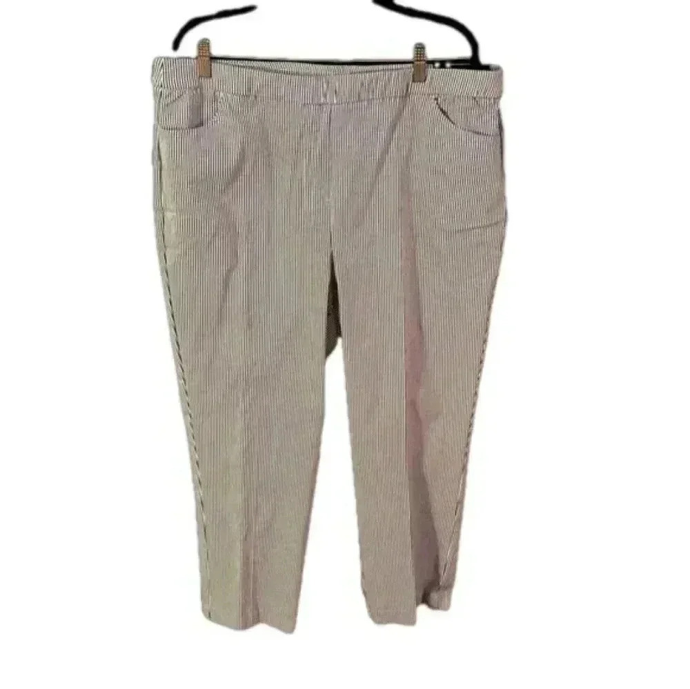 Women’s Alfred Dunner Size 16 Blue/White Pull on Pants NWT